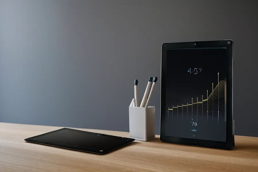 Auswertung von Statistiken digitaler Produkte und Funnel-Tools auf einem Tablet