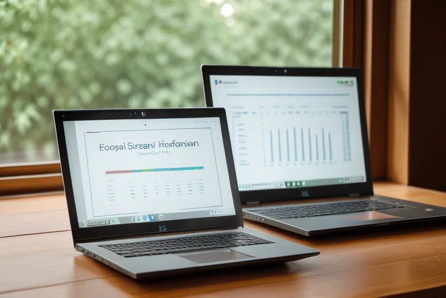 Laptop-Bildschirm mit Funnel-Statistiken neben einer Kaffeetasse auf einem Holztisch